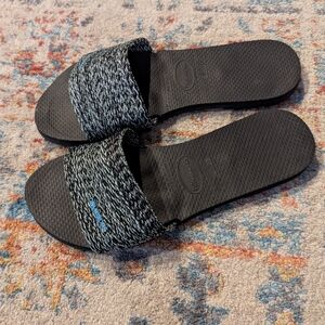 Havaianas Women's 7/8 You Malta Sandals Black/Blue Sky Slide Flip Flops Soft